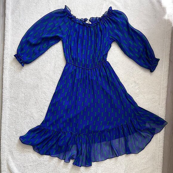 Diane Von Furstenberg Blue Dress - Size 10 - Picture 2 of 9